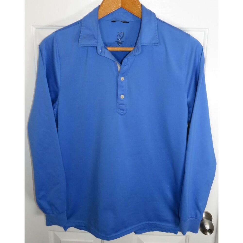 Zero Restriction Performance Golf Polo Long Sleeve Blue Size Medium